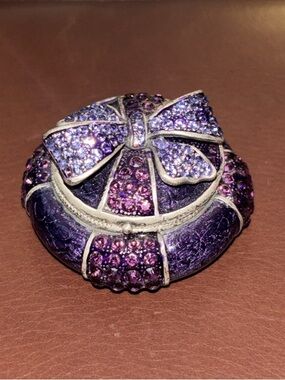 Purple Bow Enamel Trinket Box With Lid C-1